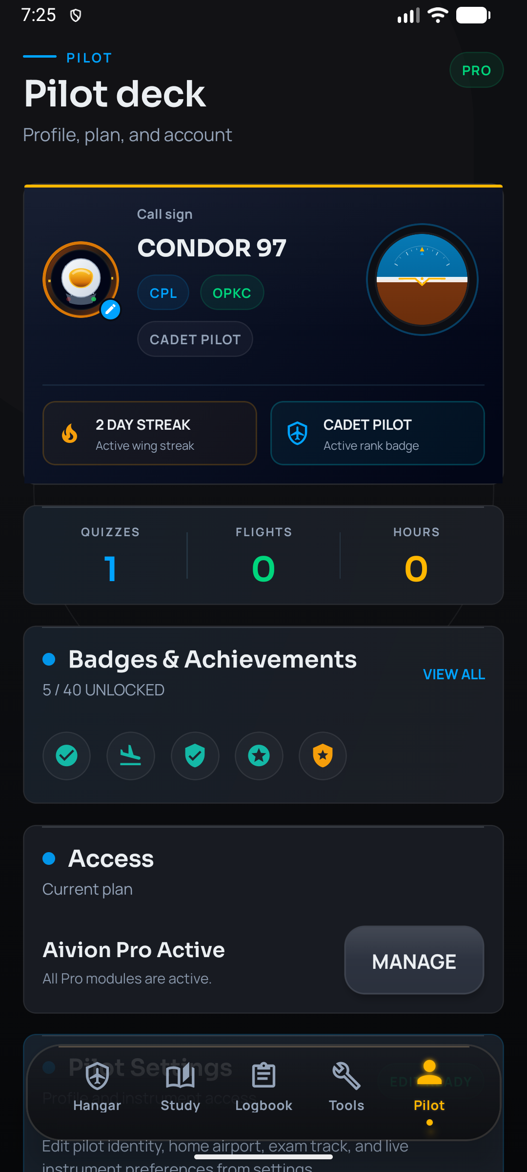 Aivion app screen